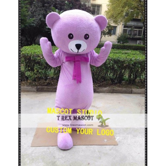 Purple Teddy Bear Mascot Costume