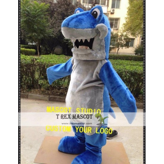 Blue Shark Mascot Costume Blue Fish