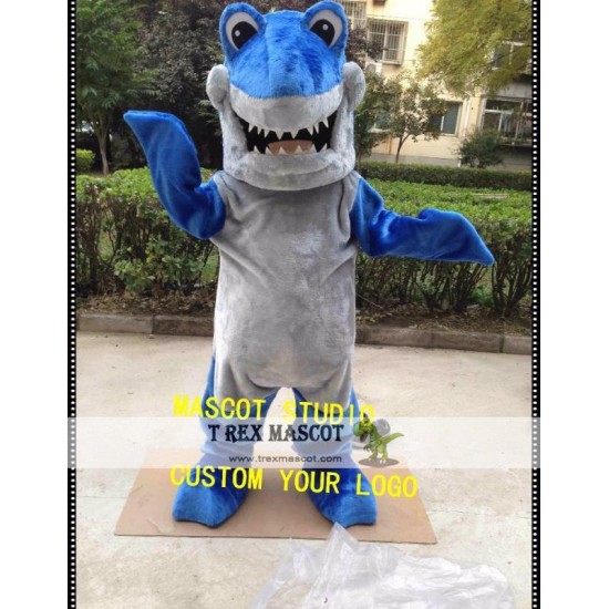 Blue Shark Mascot Costume Blue Fish