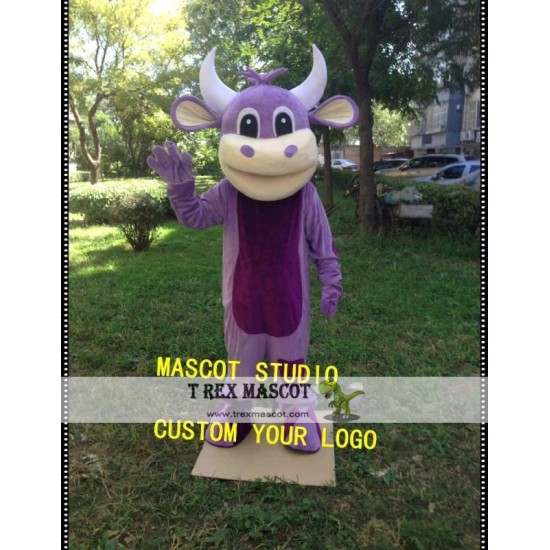 Purple Bull Cow Mascot Costume