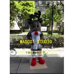 Reindeer Deer Mascot Costume Red Nose Deer