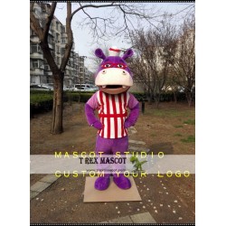 Purple Hippo Mascot Costume