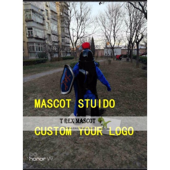 Black Knight Mascot Costume Spartan Trojan Costume