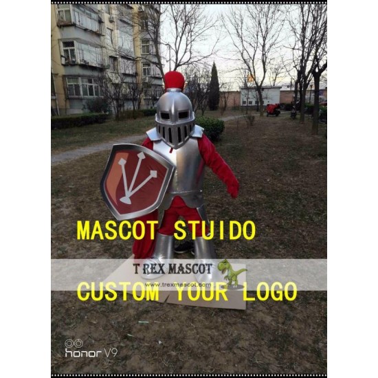 Silver Knight Mascot Costume Spartan Trojan Costume