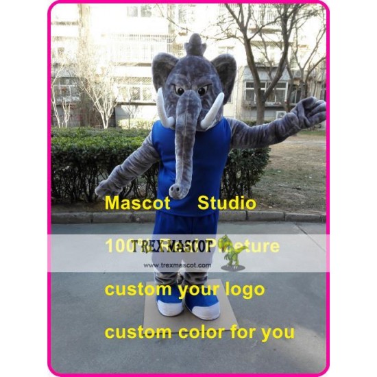 Grey Muslce Elephant Mascot Costume