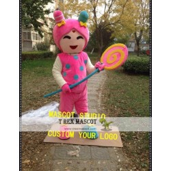 Candy Girl Mascot Costume Christmas Cane