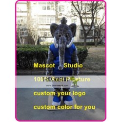 Grey Muslce Elephant Mascot Costume