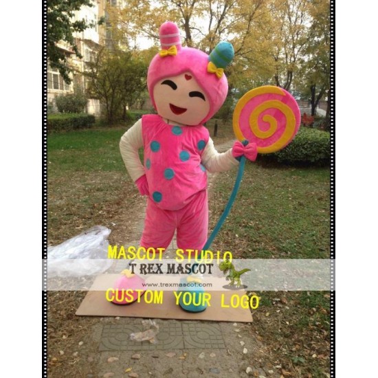 Candy Girl Mascot Costume Christmas Cane