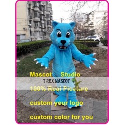 Blue Leopard Mascot Costume Blue Wildcat