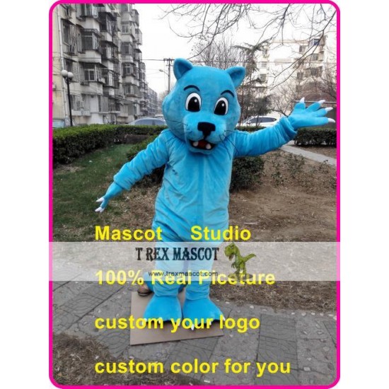 Blue Leopard Mascot Costume Blue Wildcat