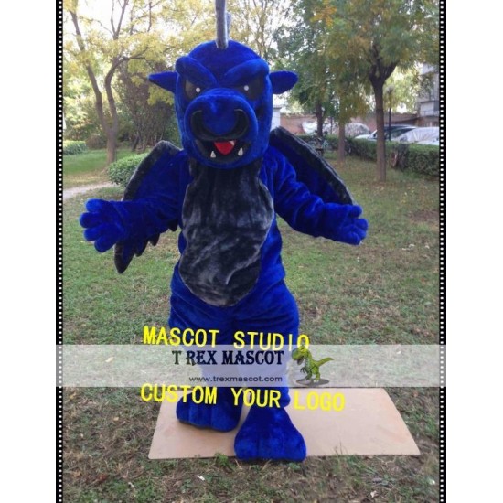 Blue Grey Dragon Mascot Costume