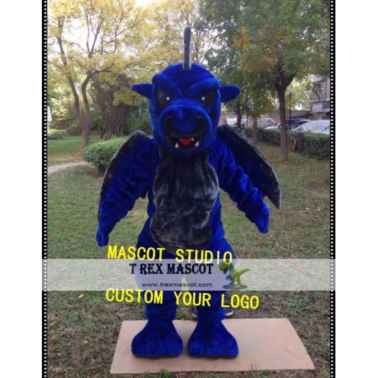 Blue Grey Dragon Mascot Costume