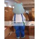 Cartoon Cosplay Plush Blue Strap Hippo Mascot Costume