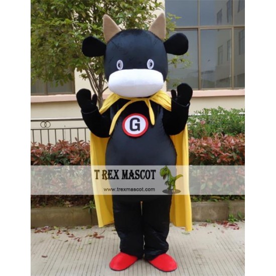 Cosplay Cartoon Animal Black Cow Mascot Costume