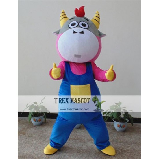 Animal Cartoon Plush Bib Bull Mascot Costume