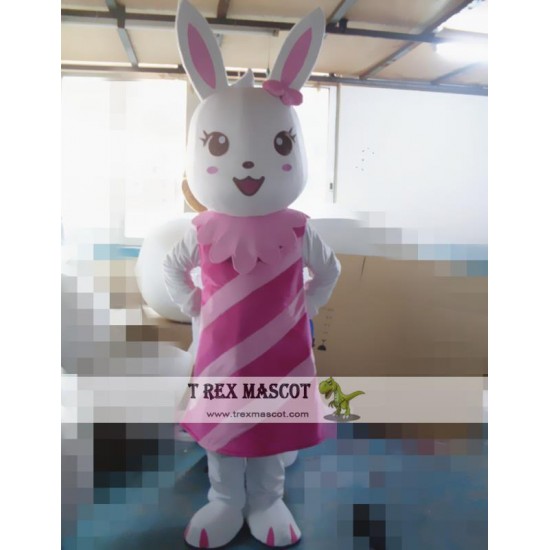 Cartoon Cosplay Striped Red Rabbit Mascot Costume