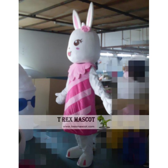 Cartoon Cosplay Striped Red Rabbit Mascot Costume