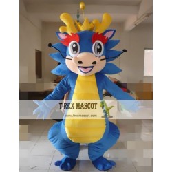 Cartoon Pass Little Blue Dragon Mascot Costume