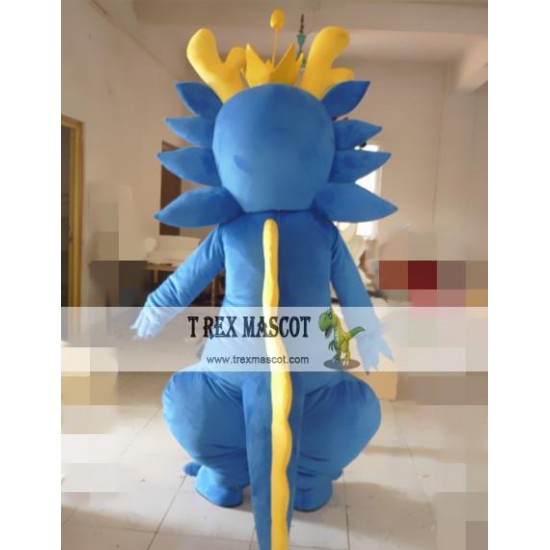 Cartoon Pass Little Blue Dragon Mascot Costume