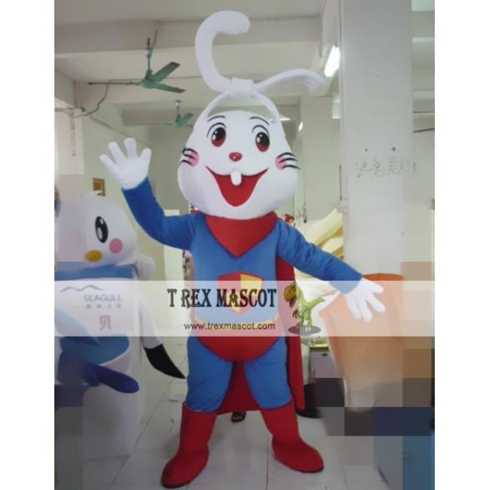 Cartoon Superman Rabbit Mascot Costume