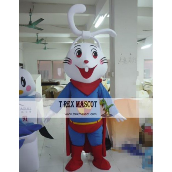 Cartoon Superman Rabbit Mascot Costume