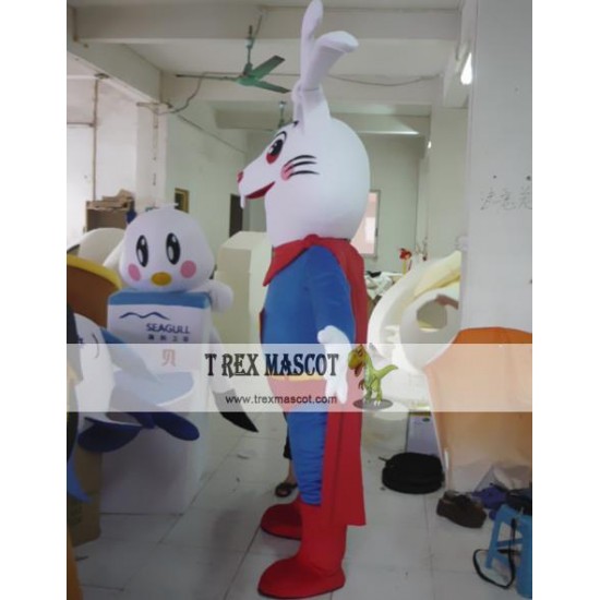 Cartoon Superman Rabbit Mascot Costume