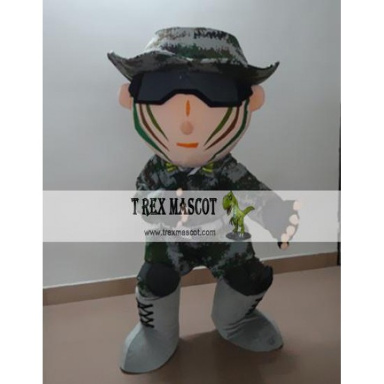 Cartoon Soldier Warrior Scout Mascot Costume