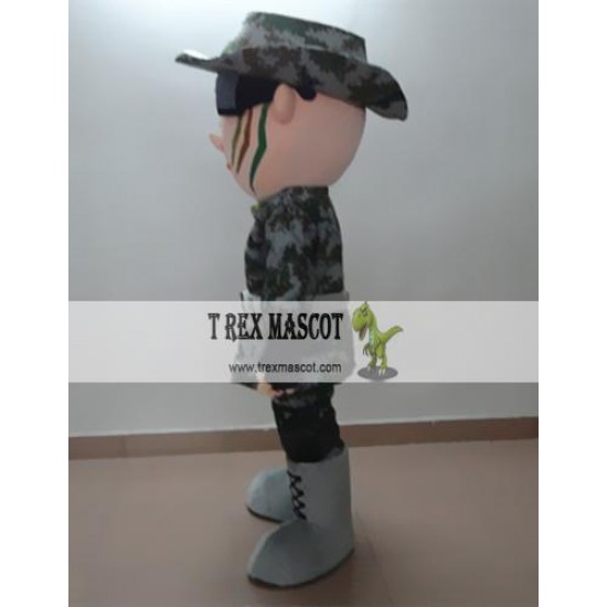 Cartoon Soldier Warrior Scout Mascot Costume