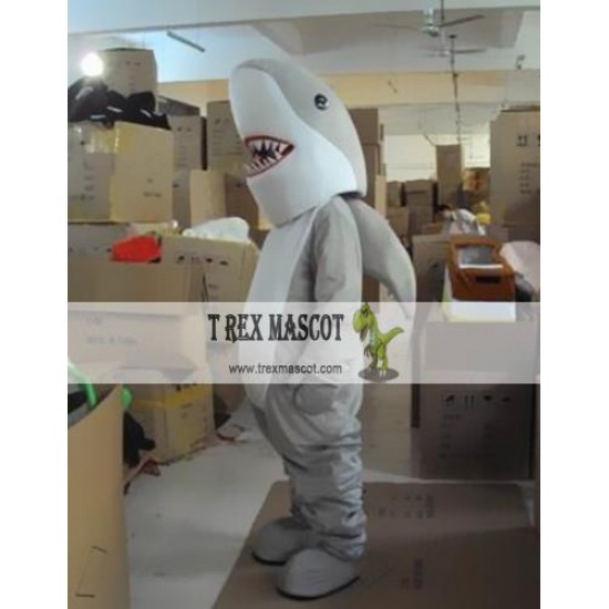 Cartoon Gray Shark Mascot Costume