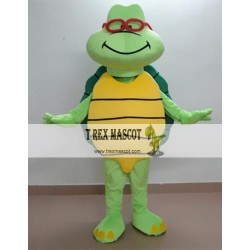 Cartoon Glasses Green Turtle Mascot Costume