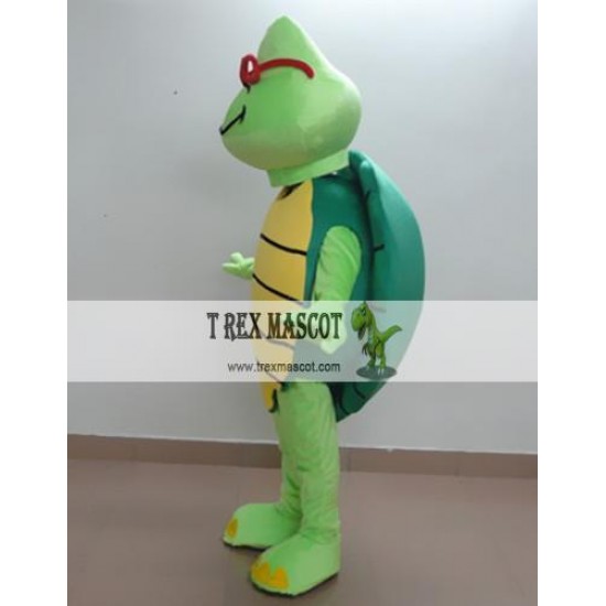 Cartoon Glasses Green Turtle Mascot Costume