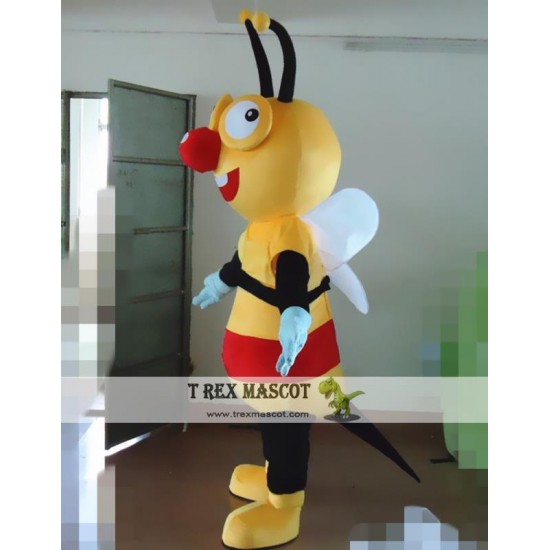 Cartoon Red Nose Bee Mascot Costume