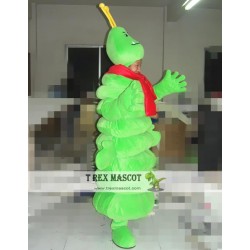 Cartoon Green Worm Mascot Costume