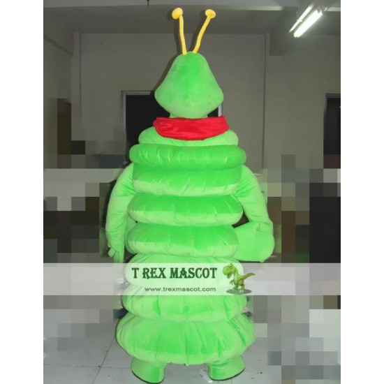 Cartoon Green Worm Mascot Costume