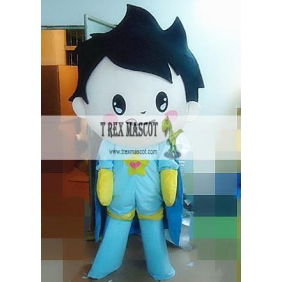 Cartoon Cloak Boy Mascot Costume