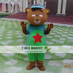 Cartoon Red Star Bear Mascot Costume