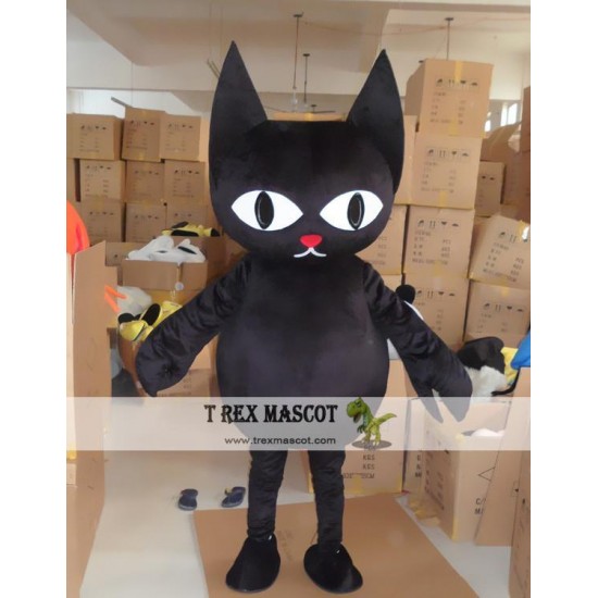 Cartoon Plush Black Cat Mascot Costume