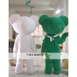 Cartoon White Bear Green Bear Mascot Costume