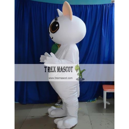 Cartoon White Cat Mascot Costume