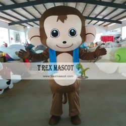 Cartoon Plush Blue Vest Monkey Mascot Costume