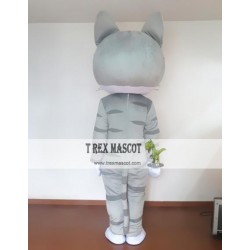 Cartoon Grey Cat Mascot Costume