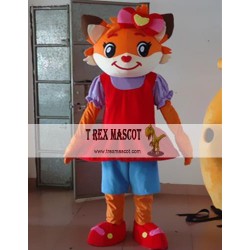 Cartoon Wedding Red Dress Fox Mascot Costume