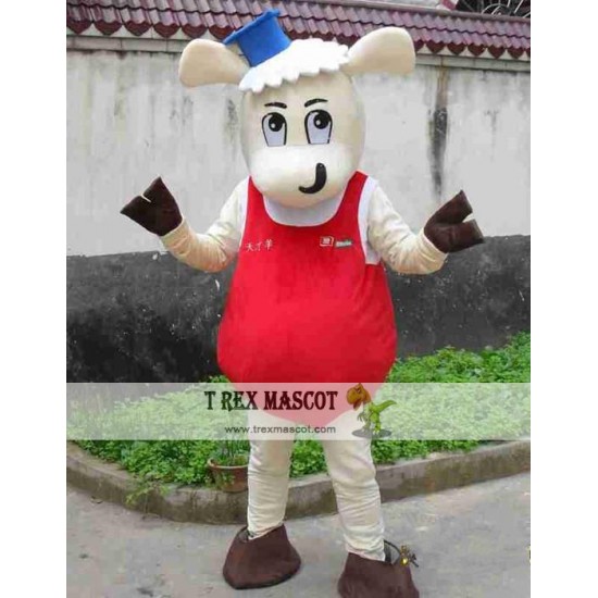 Plush Cartoon Genius Sheep Mascot Costume