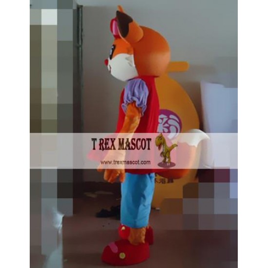 Cartoon Wedding Red Dress Fox Mascot Costume