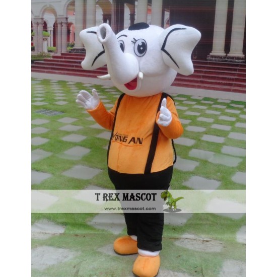 Cartoon Plush White Elephant Mascot Costume