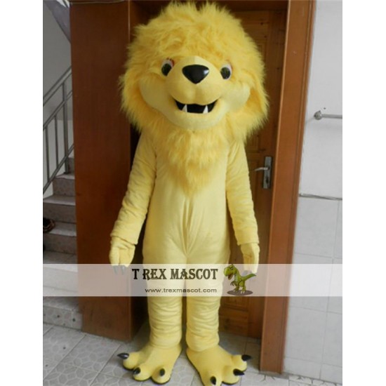 Long Haired Yellow Lion Mascot Costume