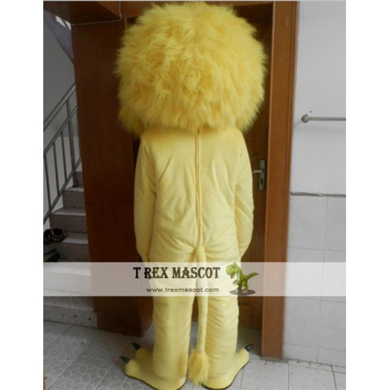 Long Haired Yellow Lion Mascot Costume