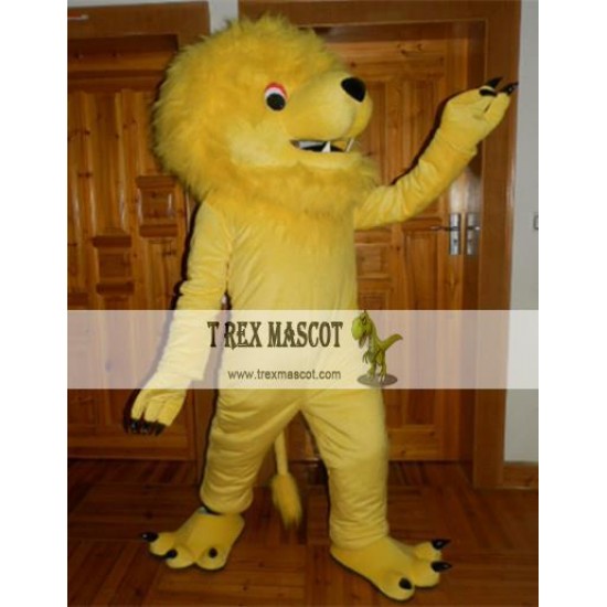 Long Haired Yellow Lion Mascot Costume