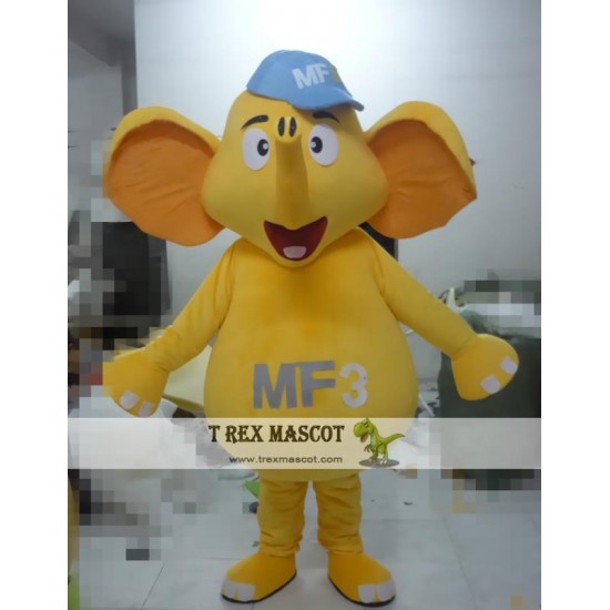 Cartoon Hat Yellow Elephant Mascot Costume