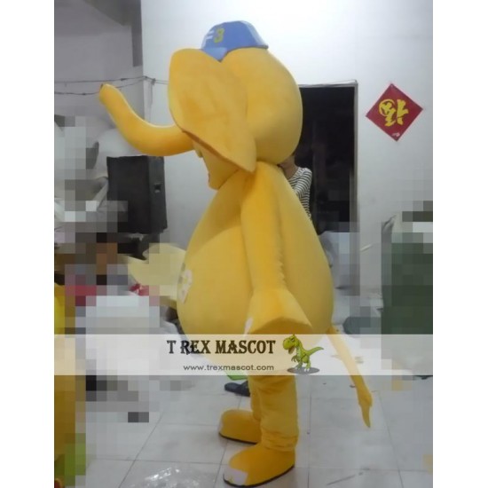 Cartoon Hat Yellow Elephant Mascot Costume